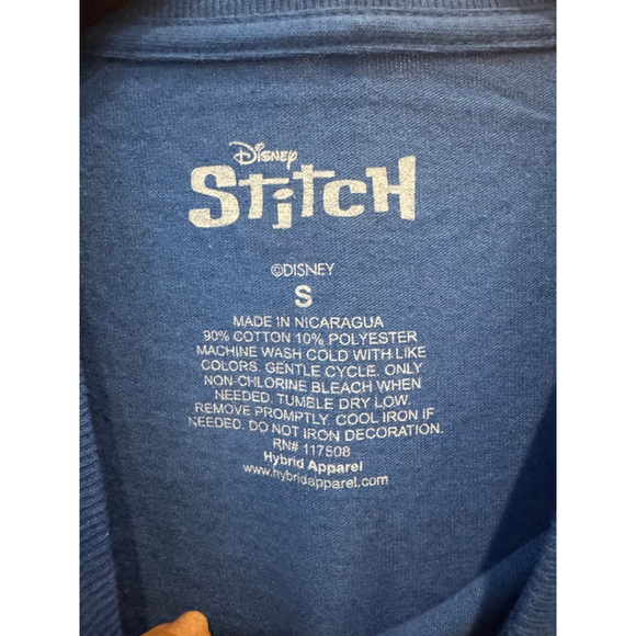 Disney Stitch Blue Short Sleeve Tee S Small NWOT - Picture 3 of 3